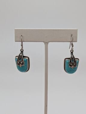 Southwest Native American Style 925 Sterling Silver And Turquoise Earrings